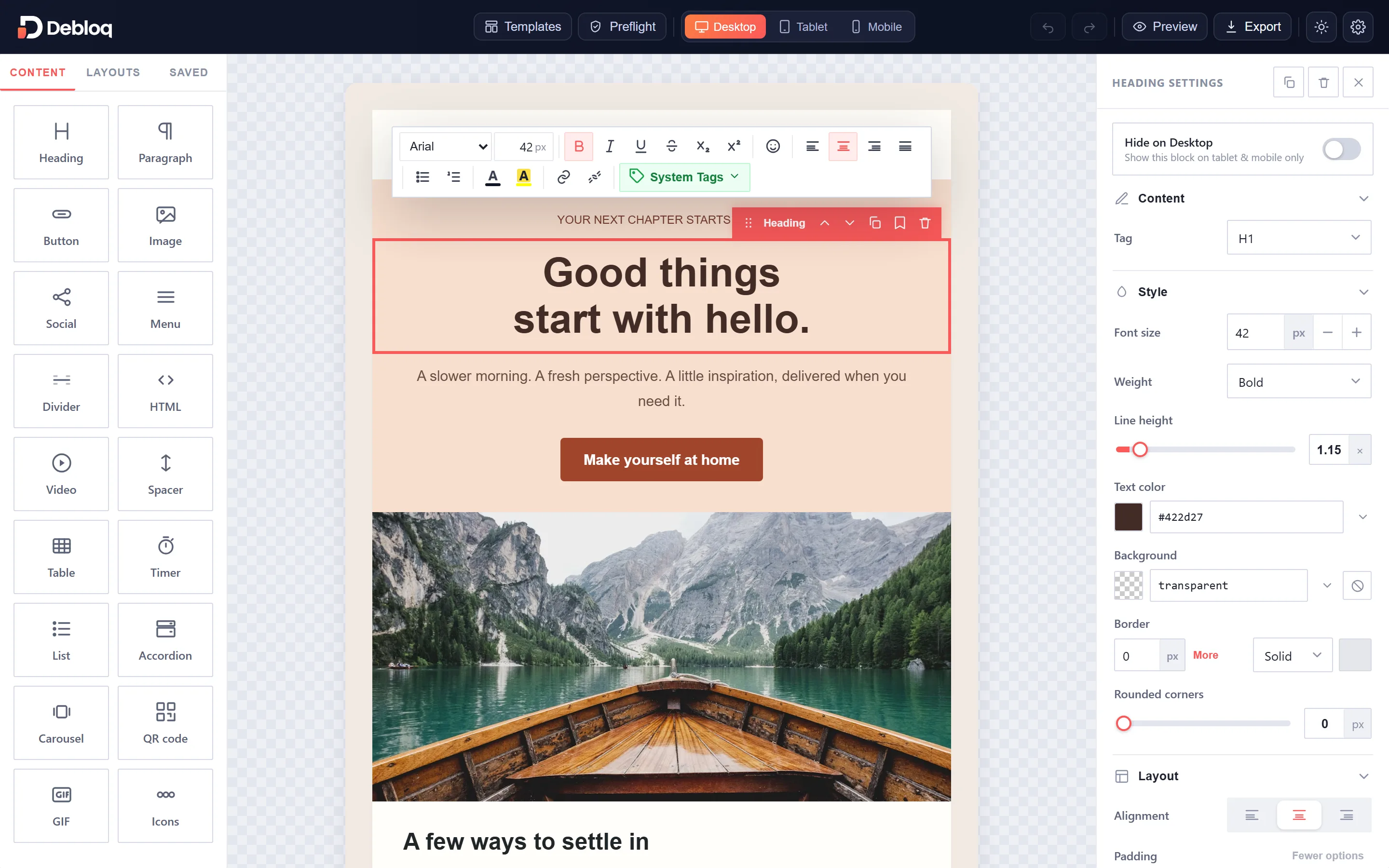 Drag, drop, done: Debloq editor screenshot