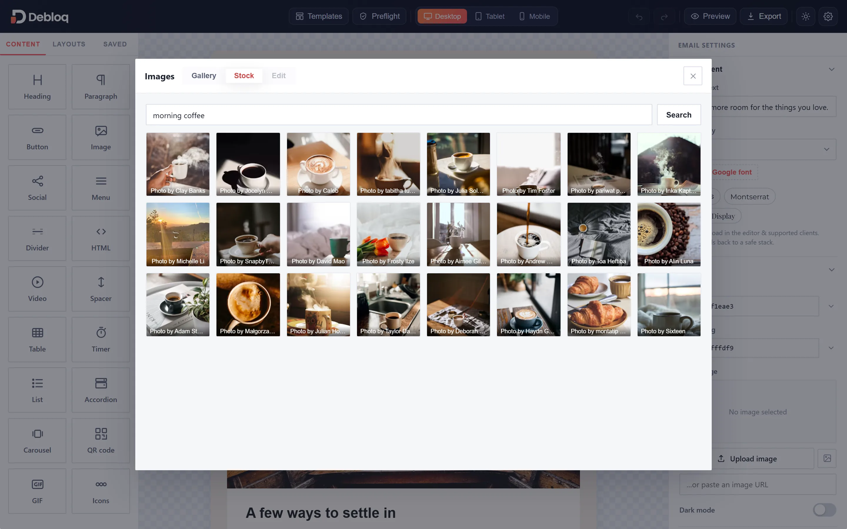 Bring your own images: Debloq editor screenshot